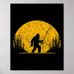 Sasquatch Fliegenfischen Vintage Forellenfischer L Poster