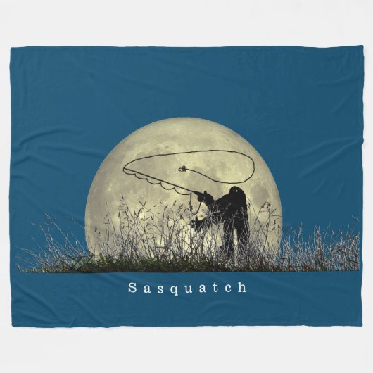 Sasquatch Fly Fishing Fleece Blanket (Vorderseite (Horizontal))