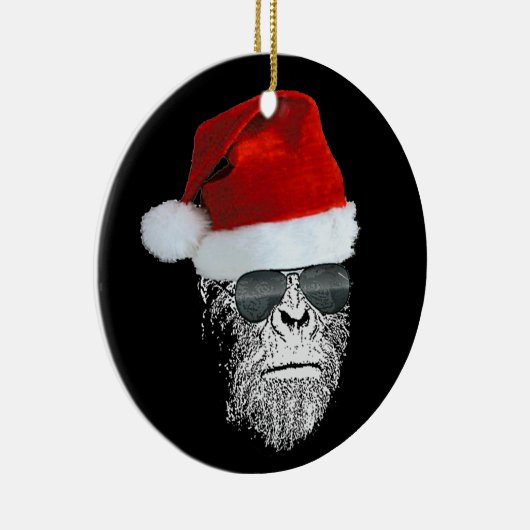 Sasquatch geheime Sankt Weihnachtsbaum-Verzierung Keramik Ornament (Rechts)