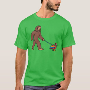 Sasquatch gehende Papageienvogel Retro-Freunde T-Shirt
