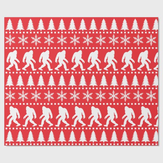 Sasquatch Gemustert Bigfoot Weihnachtsfeiertage Geschenkpapier (Flach)
