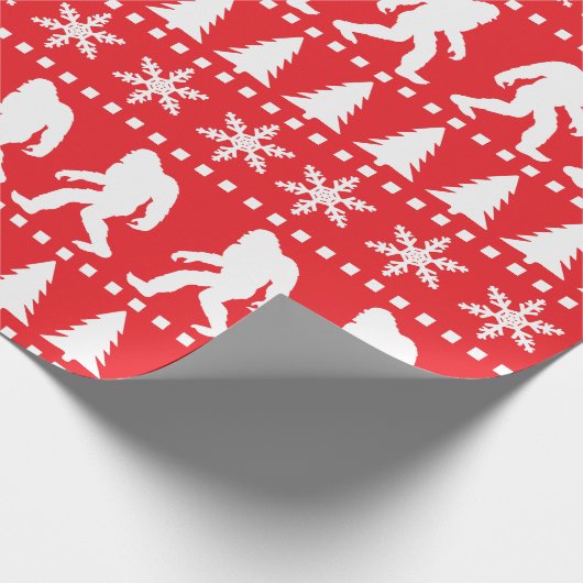 Sasquatch Gemustert Bigfoot Weihnachtsfeiertage Geschenkpapier (Ecke)
