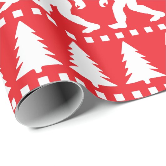 Sasquatch Gemustert Bigfoot Weihnachtsfeiertage Geschenkpapier (Rolleneckpunkt)