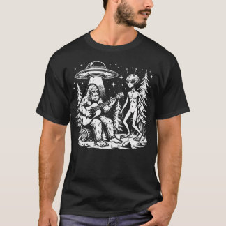 Sasquatch Gitarre Alien Ufo Camping Bigfoot Frauen T-Shirt