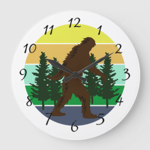 Sasquatch-Gläubiger Vintage-Sonnenuntergang-Bigf Große Wanduhr