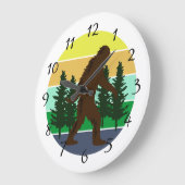 Sasquatch glaubver | Vintager Sonnenuntergang Große Wanduhr (Winkel)