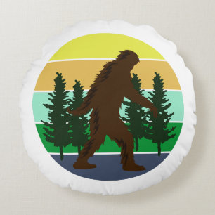 Sasquatch glaubver Vintager Sonnenuntergang Rundes Kissen