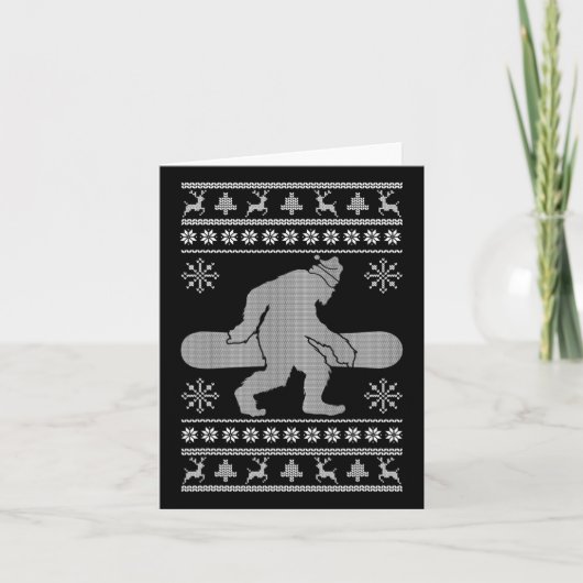Sasquatch Going Snowboarden Ugly Christmas Bigfoo Karte (Vorderseite)