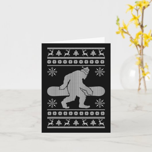 Sasquatch Going Snowboarden Ugly Christmas Bigfoo Karte (Gelbe Blume)