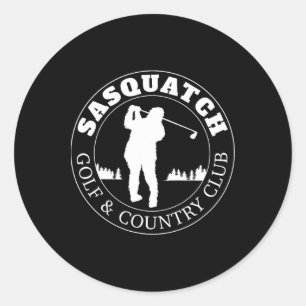 Sasquatch Golf Bigfoot Spaß Runder Aufkleber