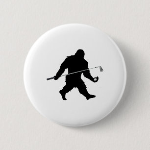 Sasquatch Golfschläger und Ball Lustiges Golfer-Ge Button