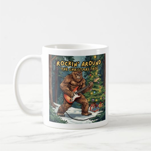 Sasquatch Guitar Rockin' Around Christmas Tree Kaffeetasse (Links)