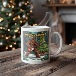 Sasquatch Guitar Rockin' Around Christmas Tree Kaffeetasse