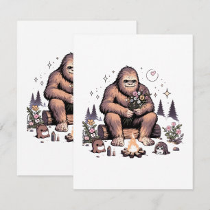 Sasquatch hält Blumen Begleitkarte