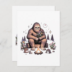 Sasquatch Holding-Blume Feiertagskarte