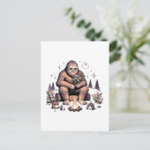 Sasquatch Holding-Blume Feiertagspostkarte (Stehend Vorderseite)
