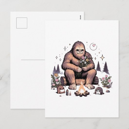 Sasquatch Holding-Blume Feiertagspostkarte (Vorne/Hinten)
