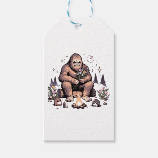 Sasquatch Holding-Blume Geschenkanhänger (Vorderseite)