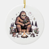 Sasquatch Holding-Blume Keramik Ornament (Vorne)
