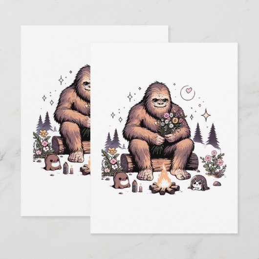 Sasquatch Holding-Blume Mitteilungskarte (Vorne/Hinten)