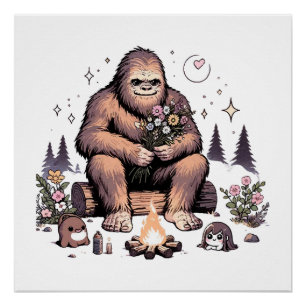 Sasquatch Holding-Blume Poster