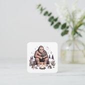 Sasquatch Holding-Blume Quadratische Visitenkarte (Stehend Vorderseite)