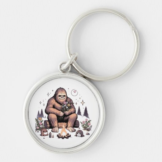 Sasquatch Holding-Blume Schlüsselanhänger (Vorne)