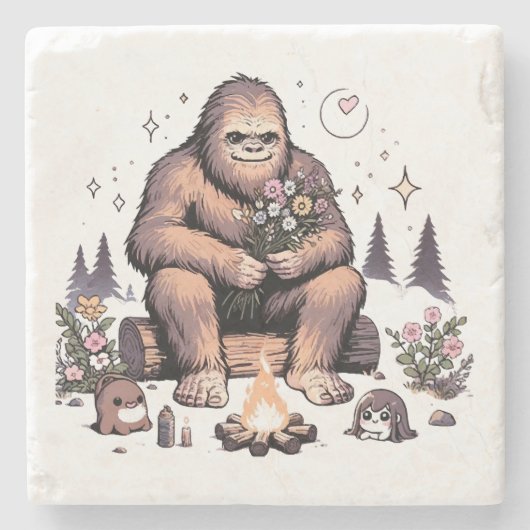 Sasquatch Holding-Blume Steinuntersetzer (Vorderseite)
