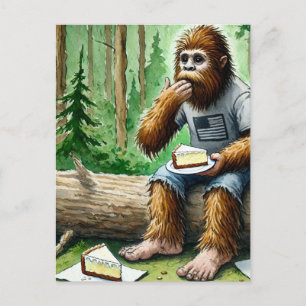 Sasquatch im Mosswald mit Jummy-Käsekuchen Postkarte