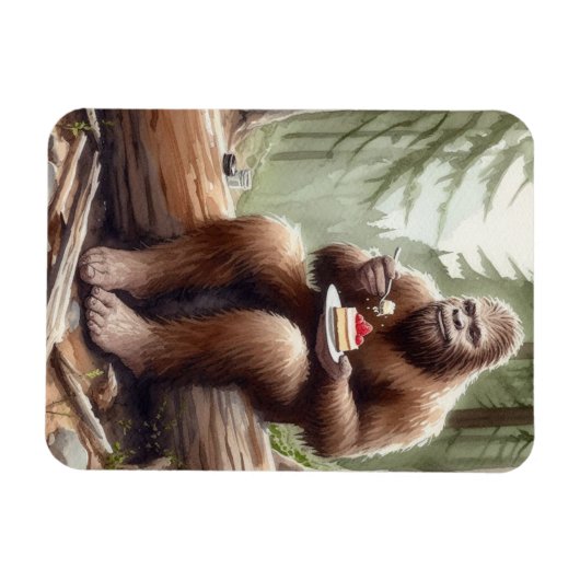 Sasquatch im Mosswald mit Käsekuchen Magnet (Horizontal)