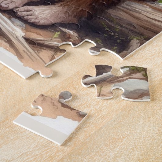 Sasquatch im Mosswald mit Käsekuchen Puzzle (Seite)