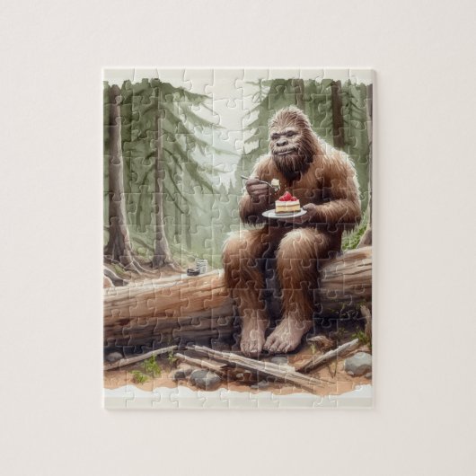 Sasquatch im Mosswald mit Käsekuchen Puzzle (Vertikal)