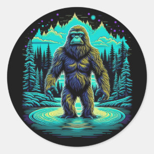 Sasquatch im Wald Ai Art Runder Aufkleber