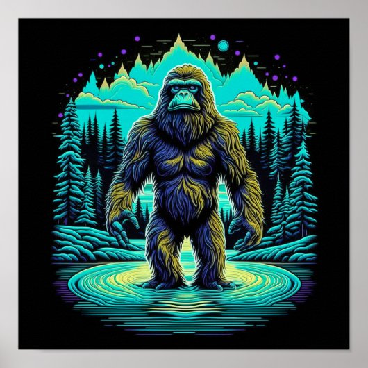 Sasquatch im Wald Ai Kunst Poster (Vorne)