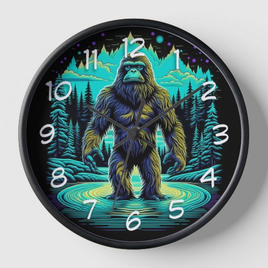 Sasquatch im Wald Ai Kunst Uhr (Vorderseite)