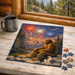 Sasquatch in der Mount-Rushmore-Feuerwerksnacht Puzzle