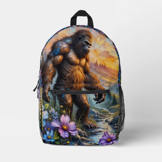  Sasquatch in Floral Mountain valley Bedruckter Rucksack (Vorderseite)