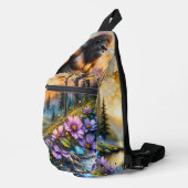 Sasquatch in Floral Mountain valley Crossbody Bag (Rechte Ecke)