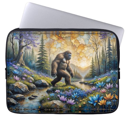  Sasquatch in Floral Mountain valley Laptopschutzhülle (Vorderseite)