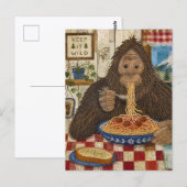 Sasquatch isst Spaghetti Postkarte (Vorne/Hinten)