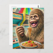Sasquatch isst Spaghetti Postkarte (Vorne/Hinten)