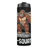 Sasquatch macht einen Barbellplatz Thermosbecher (Vorderseite)