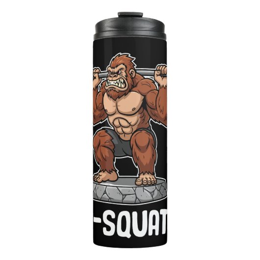 Sasquatch macht einen Barbellplatz Thermosbecher (Vorderseite)