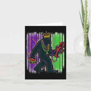 Sasquatch Mardi Gras Bigfoot Funny Men Kids Carniv Karte