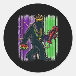 Sasquatch Mardi Gras Bigfoot Lustige Männer Kinder Runder Aufkleber