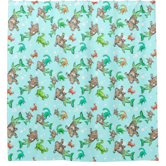 sasquatch Meerjungfrau-Duschvorhang Bigfoot Duschvorhang (Vorderseite)