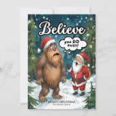 Sasquatch Meets Santa Believe Christmas Feiertagskarte (Vorderseite)