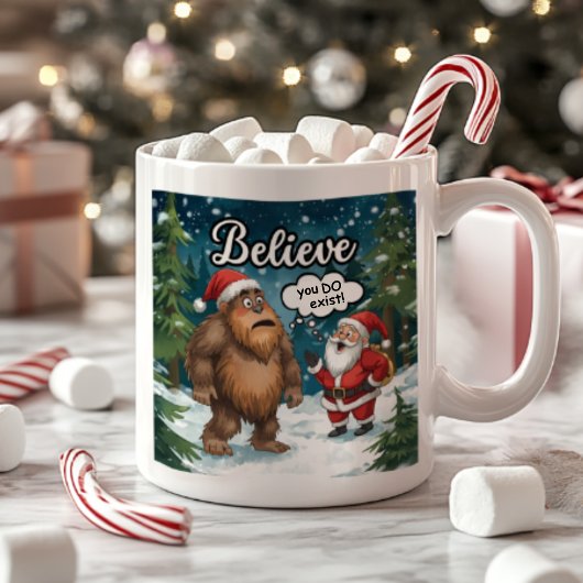 Sasquatch Meets Santa I Believe Funny Christmas Kaffeetasse