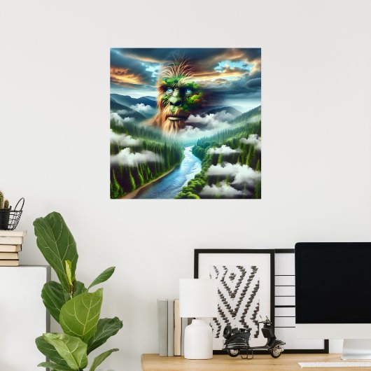 Sasquatch mit blauen Augen Poster (Heimbüro)
