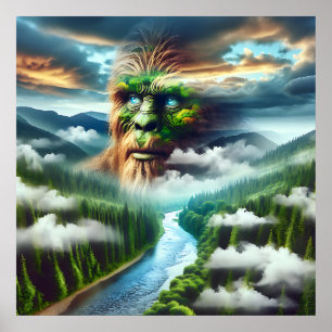Sasquatch mit blauen Augen Poster